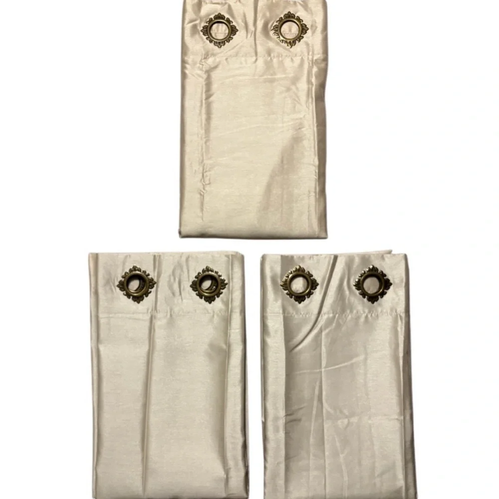 Luxury Gold Curtains Long Grommet Top 3 Pc Set JCPenney Royal Velvet Beige Gold